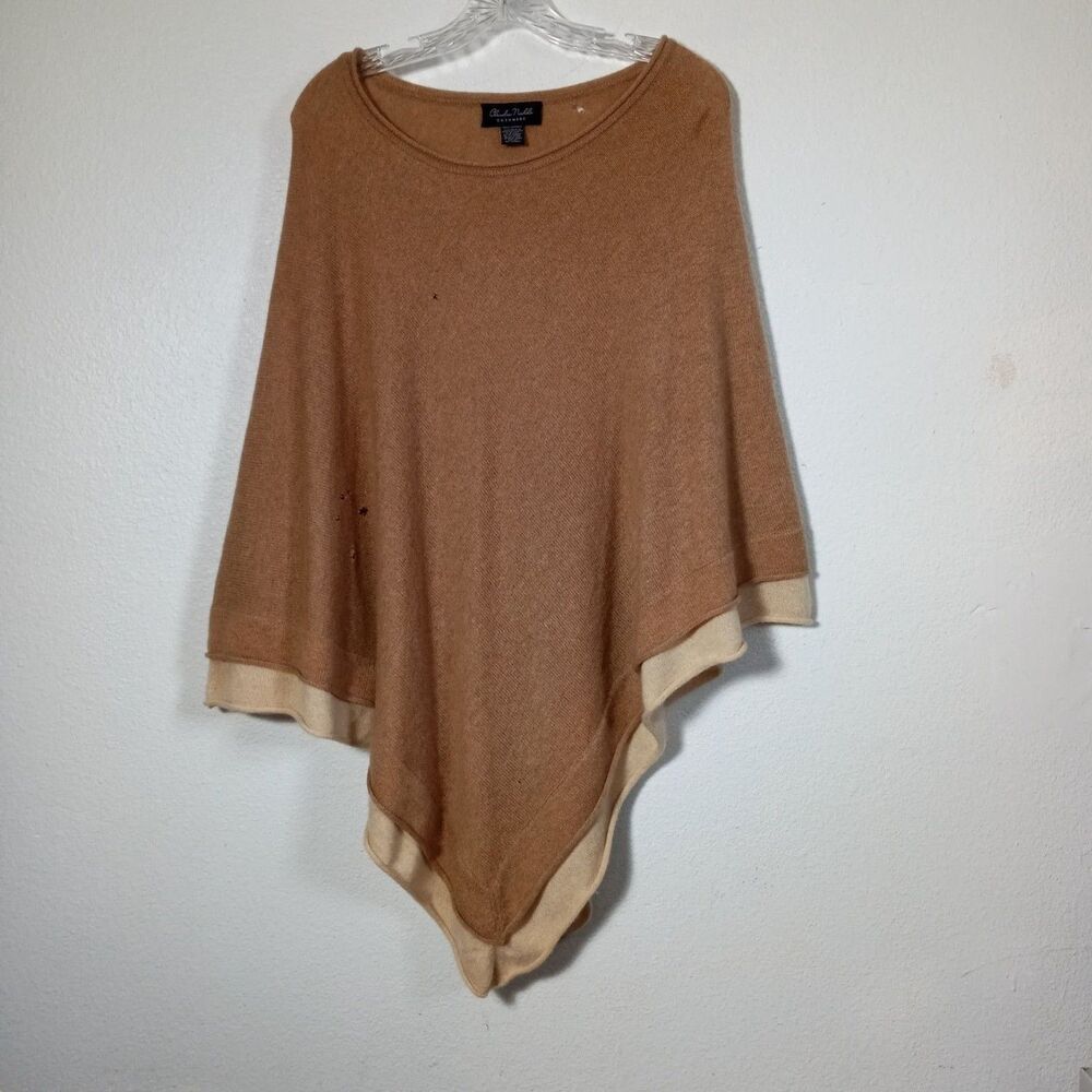 Alashan Cashmere Poncho OS Tan Cream Pullover Topper Claudia Nichole Project